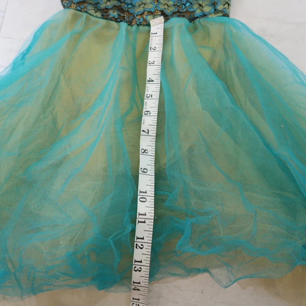 Revolution Dance Costume Girls Size SC Dark Blue Gold Layered Sequin Hair‎ Piece